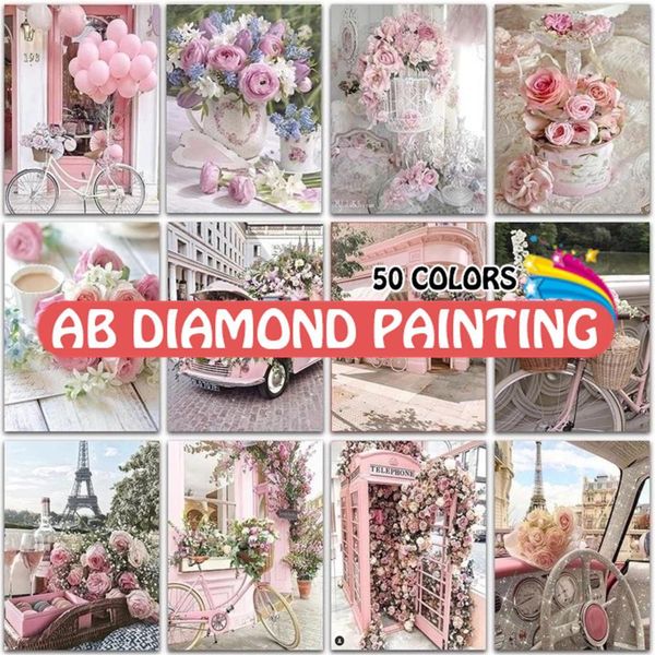 Point de diamant peinture Nouvelles arrivales à vélo de fleurs broderie complète carrée / perceuse ronde décor