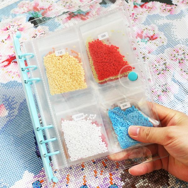 Stitch Diamond Painting Rangement Conteners Perles Book Book A5 Binder A5 avec poches, sacs en plastique auto-scellant, autocollants du numéro de couleur