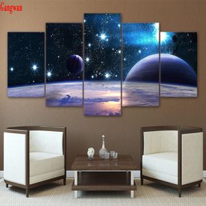 Stitch Diamond Painting Universe Galaxy 5 Pannel Reflection Space Planet Picture modulaire Cross Crost Embroidery Mosaic Rhinestone Arts