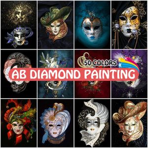 Stitch Diamond Painting Woman Mask 50 kleuren Portret Borduurwerkverkoop Cross Rhinestones Mozaïek Hobby Handwerk Home Decoratie