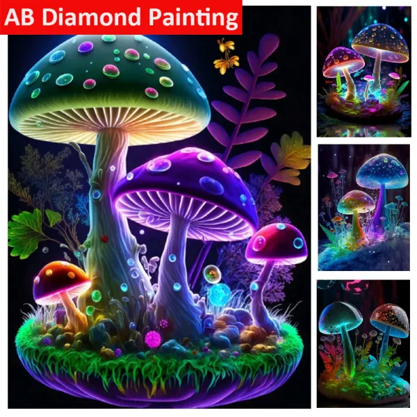 Stitch Diy AB Diamond Painting Magic Mushroom Paysage Full Square / Round Round Rumestones Mosaic Picture Art Artist Home Decor