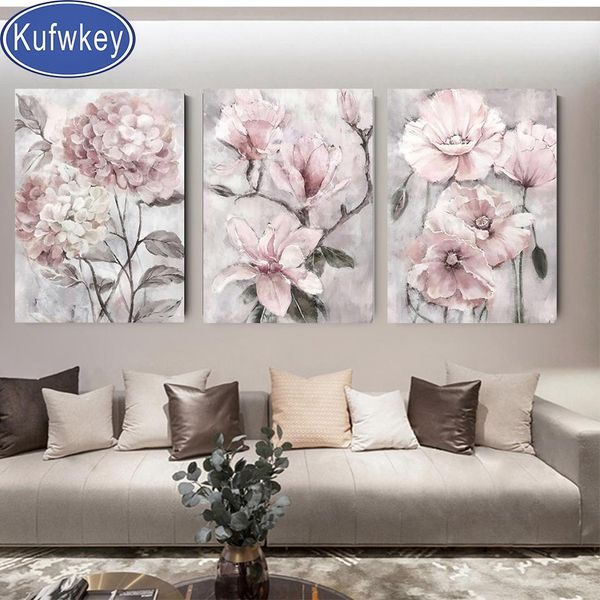 Stitch DIY Diamond Broiderie fantasy fleur rose 5d Diamond Painting Peony Stitch Cross 3d Diamond Mosaic Triptych Home Art Rhingestone