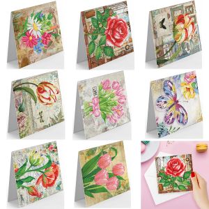 Stitch DIY Diamond schilderij wenskaarten Vintage bloemen digitale Diamond mozaïek Diamond borduurwerk handgemaakte kunst vakantie Bedankt kaarten