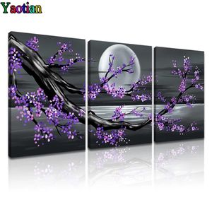 Stitch DIY Diamond Painting Purple Plum Blossom Moon Landage Home Decoration DIY MOSAIC DIAMAND BRODERY