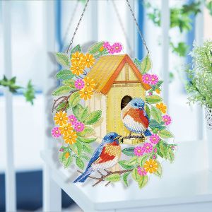 Stitch Diy Diamond schilderij krans vogels en bloemen speciaal gevormde boor diamant borduurwerk mozaïek kunst ambachten thuis muur deur decor