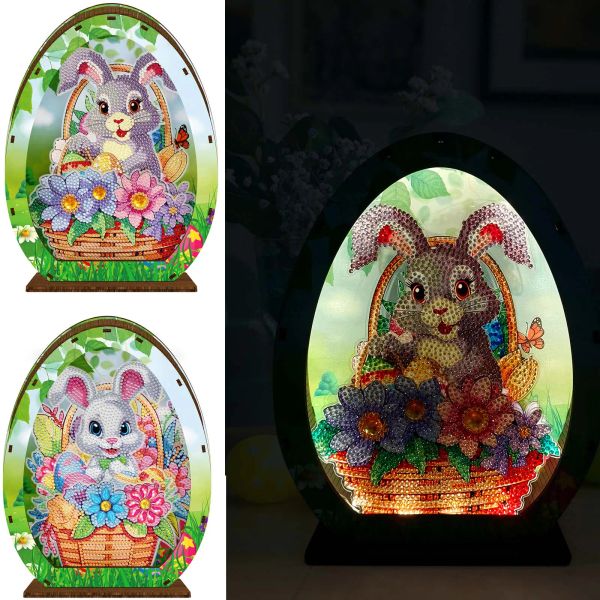 Stitch DIY Pâques Bunny Night Light Desktop Decoration Diamond Painting Paint Craft Cross Cross Broidery Water Diamond Mosaic Gift