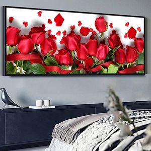 Stitch Diy Full Diamond Painting Kits 5d Rose Flower Cross Stitch Living Room Wall Art Painting Diamond Borduurwerk slaapkamer Home Decor