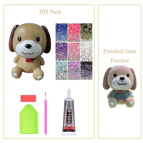 Stitch Diy Pack Rignestone Peggy Bank Dog Dog Statue Doll Home Decorative Diamond Painting Mosaic Bling Crystal Cross Crost Stitch Kids Gift