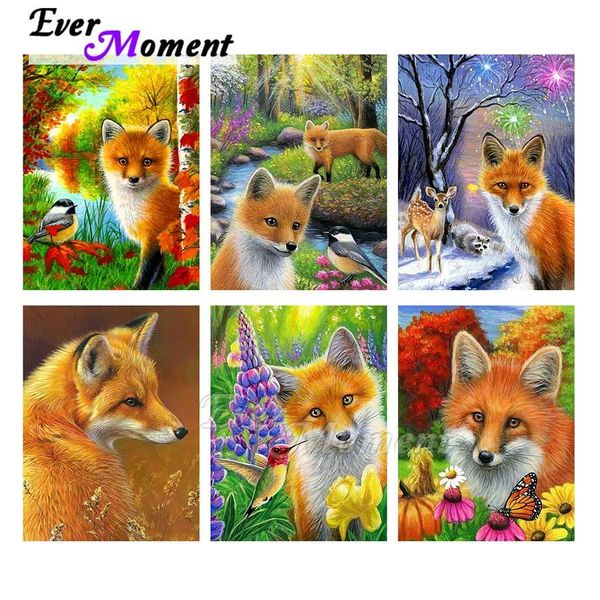 Stitch Ever Moment Diamond Painting Animal Fox Full Square Resin Drill Dring à la main Paint Décoration par diamant Kits cadeaux Asf2258