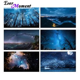 Stitch Ever Moment Diamond Painting Starry Sky Sky Tree Moon Scenic Borduurwerk vol vierkante diamant mozaïek kunst ambachtelijke kit ASF2101