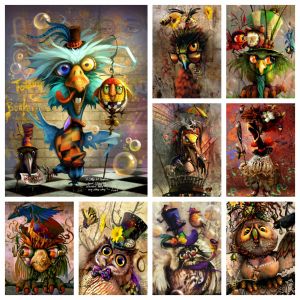 Stitch Familie Circus Barly Papegaai Uil Art Volledige Diamond Schilderij Cartoon Graffiti Vogel Kruissteek Borduren Foto Mozaïek Home Decor