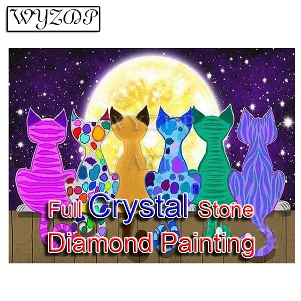 Stitch mode 100% Crystal Diamond Painting Cat Picture Full Square Mosaic Brodery Diamond Art Cross Stitch Kit manuel Dogeur Home