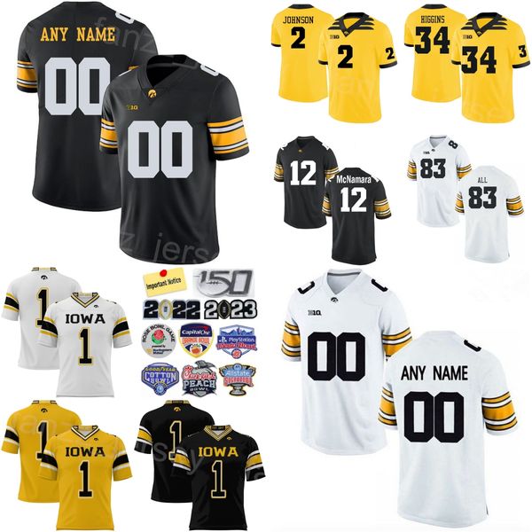 Stitch Football College 34 Jay Higgins Jersey Mens 28 Kamari Moulton 83 Erick Tous 12 Cade McNamara 2 Kaleb Johnson 85 Luke Lachey University Team Black Yellow White