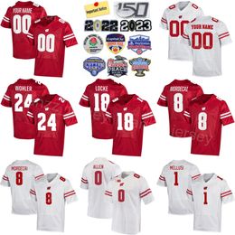 Stitch Football College Wisconsin Badgers 1 Chez Mellusi Jersey Mens 6 Will Pauling 24 Hunter Wohler 8 Tanner Mordecai 18 Braedyn Locke 0 Braelon Allen University