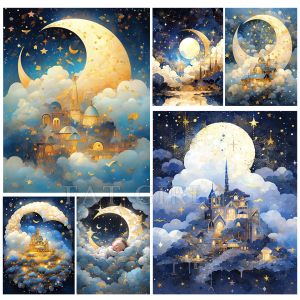 Stitch Full 5d Diamond Painting Collection 2023 Fantasy Moon Castle Home Decor Angel Borduurwerk Cross Stitch Konijn Mozaïek Wall Sticker