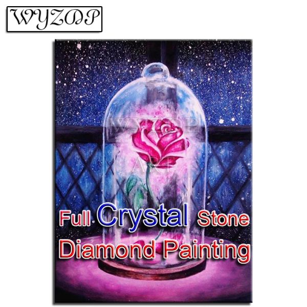 Puntada cuadrada completa 100% pintura de diamantes de cristal rosa bordado de mosaico arte diamante floración cruz kit de regalo de puntada de puntada manual de hogar