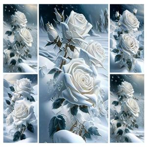 Stitch Fullcang grande taille peinture de diamant rose blanche hiver