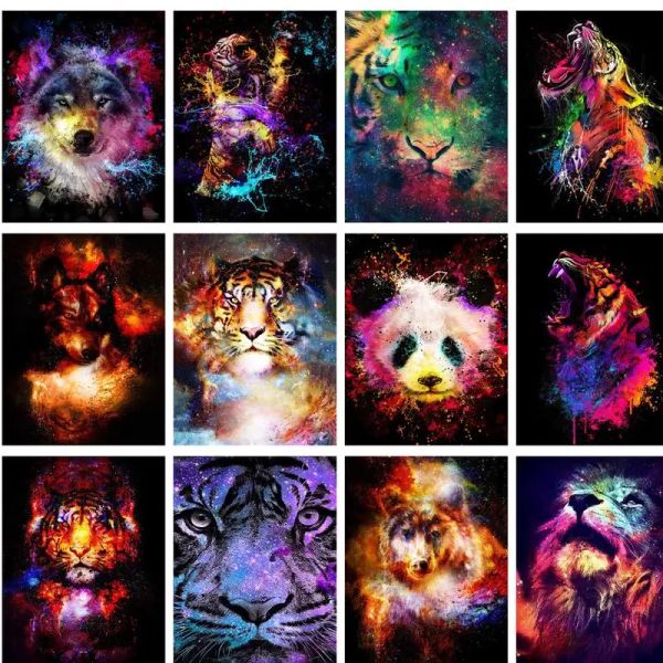 Stitch Gatyztory Diamond Brodery Lion Tiger Cross Stitch Kit Mosaic Full Square Diamond Painting Animaux 5D DIY NOUVEAU ARRIVÉ MOTRE DEC