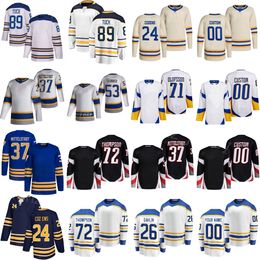 Stitch Hockey 26 Rasmus Dahlin Jersey 24 Dylan Cozens 37 Casey Mittelstadt 71 Victor Olofsson 72 Tage Thompson 53 Jeff Skinner 89 Alex Tuch Marine Blanke Man Vrouw Jeugd