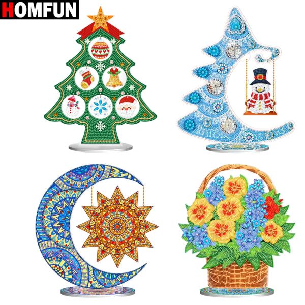 Stitch homfun 5d cristal de Noël arbre de Noël peinture de diamant de neige broderie colorée stramines bricolage halloween home décor cadeau