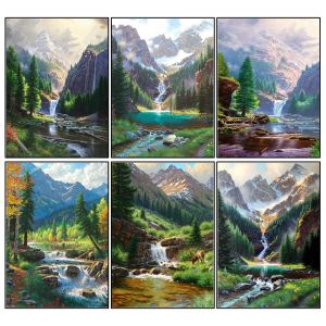 Stitch homhol 5d Diamond Painting Waterfall Full Round Diamond Mosaic Landscape Diamond Brodemery Vente de la broderie.