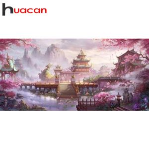 Stitch Huacan 5d DIY Diamond Broderie Full Square / House Round Mountain Mosaic Diamond Painting Sakura Flower Landscape Wall Decor