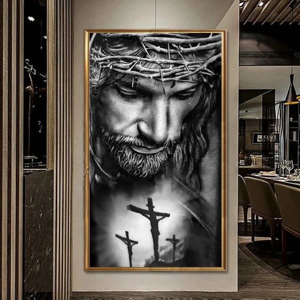 Stitch Huacan 5d DIY Diamond Painting Jésus Cross Cross Full Round Square Brodery Religion Vente Mosaïque Portrait Creative Hobbies