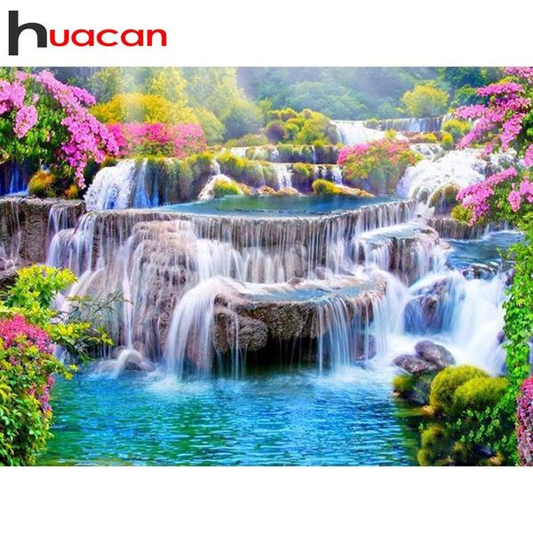 Stitch Huacan 5d DIY Diamond Painting Kit Landsage Diamond Brodery Mosaic Waterfall Children's Room Decor