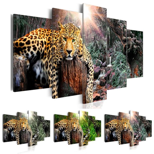 Stitch Huacan 5PCS / Set Diamond Painting 5D Tiger Full Full Square Diamond Art Art Multicture Animal