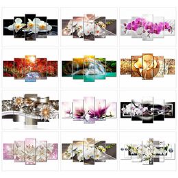 Stitch Huacan Diamond Painting 5 stcs/Set bloemen Volledig vierkante diamant borduurwerk Multipictuur Diy Home Decoratie