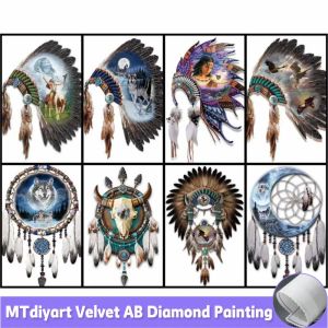 Stitch Indianen Veren Dreamcatcher 5D DIY Diamond schilderen Dieren Borduurwerk Kruissteekkits Mozaïek Boor Wolf Home Decor