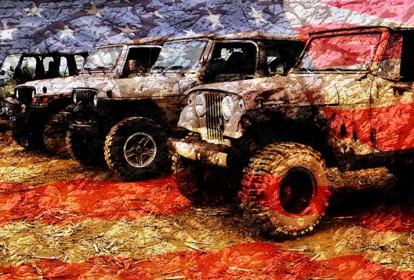 Stitch JMINE Div 5D Jeep Car America Flag Full Diamond Peinture kits de point de croix art Haute Qualité Scenic 3D peinture par diamants