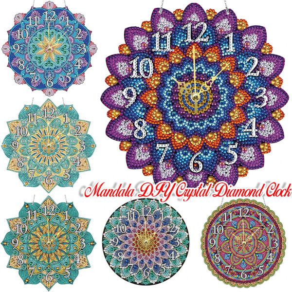 Point Mandala Diy Crystal Diamond Cross Cross Croix Kit de broderie Art Mosaic Clock Paint By Number Kits Mandala Cadeaux Souvenirs