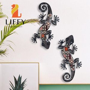 Stitch Matal Lizard Wall Art 2pcs Gernetal Gecko Gecko Gecko décor extérieur pour salon, chambre à coucher, jardin, clôture