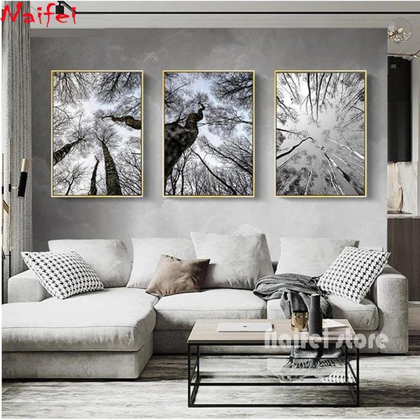 Stitch Nature Scenery 5d Diamond Painting Black White Winter Forest 3 Pieds Full Diamond Brodery Mosaic Home Decor DIY GAGE
