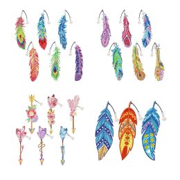 Stitch New Acrylic Diamond Painting Feather Bookmark DIY MOSAIC BRODERY DOT DROY BOOKMARM CADEAU