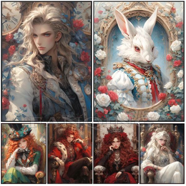 Stitch New DIY 5d Diamond Painting Kit Fairy Contes Full Drill Forme Embroderie manche reine Rabbit Diamond Mosaic Rose Decor Decord