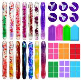 Stitch New Flower Diamond Painting Pen Kit Handmade Resin 5d Feather Point Pring Foret 6pcs Ergonomic Plastic Curved Pen Tip Comfort Grip