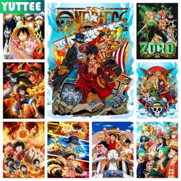 Puntada One Piece luffy 5d Diy Diy Diamond Painting Mosaico Japón Anime Bordado Cross Stitch Picture Decoración del hogar Regalos para niños