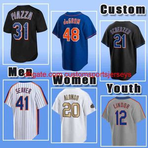 point Pete Alonso Baseball Francisco Lindor Jacob deGrom Maillots Starling Marte Max Scherzer Keith Hernandez s Mike Piazza Tom Seaver Dwight Gooden Bassitt