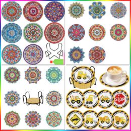 Stitch PhotoCustom 8pcs DIY Diamond Painting Mandala Round Coaster Drink tasse Table Placemat Cushion Isolation Pad Handmade Gift