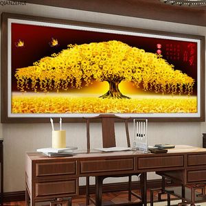 Stitch Qianzehui DIY Diamond Broderie Round Diamond Rich Lucky Money Tree Full Full Swestone 5d Diamond Painting Cross Cross Stitch Workingwork