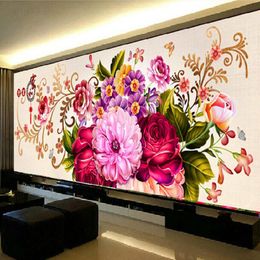 Stitch Qianzehui Diy Home and Blossom Rich Peony Embroidery Round Round Diamond Full Rhinestone Diamond Painting Cross Stitch Needlework