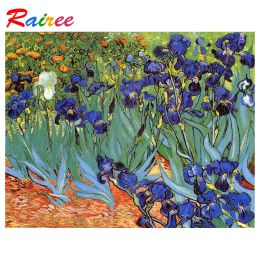 Stitch Rairee Great Artist Van Gogh 5d Diy Diamond Painting "Iris" Flowers Diamond Borduurwerk Rhinestones Mozaïek Picture Home Decor