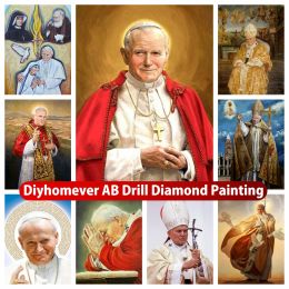 Stitch Saint-Pope John Paul II 5d DIY AB PEINTURE DIAMONDE PEINTURE ICONS CATHOLIQUES CROSS CROSS