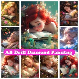 Stitch Sleeping Princess 5d Diy Ab Diamond schilderen Mozaïek Fantasie schattig meisje Kruissteek Strijnbakken Handgemaakt borduurwerk Home Decor