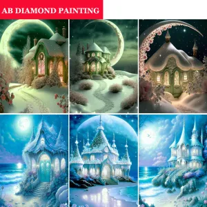 Stitch Snow House AB Diamond Painting Kits 5d Diy Full Full Dring Diamond broderie Mosaic Landscape Cross Stitch Kit Home Decor