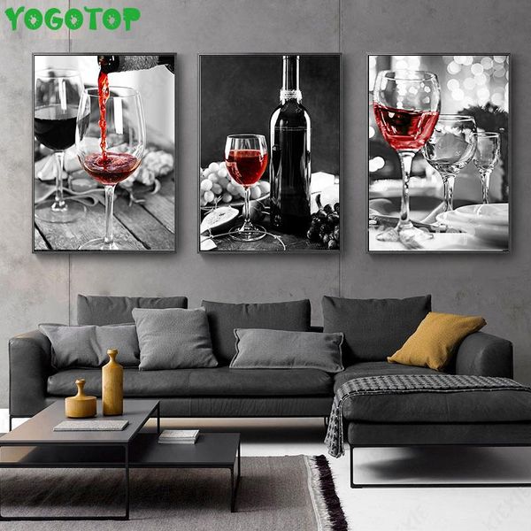 Stitch triptyque vin rouge et bouteille cuisine boisson alimentaire art peinture diamant full flore mosaïque diamant broderie décor 3pcs ml1610