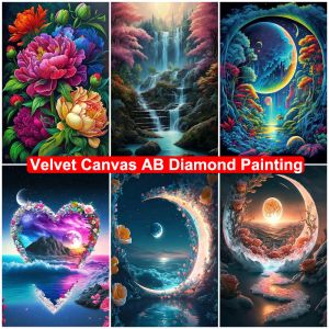 Stitch Velvet Canvas Ab Diamond Painting Moon Fantasy Fantasy DIY 5d Diamond broderie Landscape Mosaic Rhingestone Picture Home Decorationgift