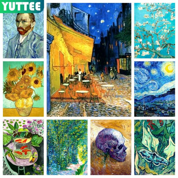 Stitch Vincent Van Gogh 5d Diy Diamond Painting broderie Starry Night Sunflower Oil Oil Art Art Cross Crost Mosaic Home Decor Gift